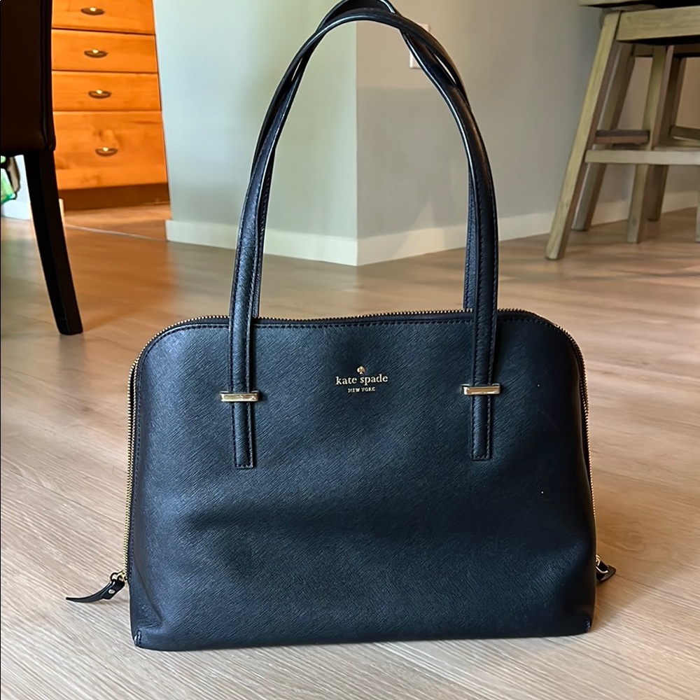 Kate Spade Black Shoulder Bag with Double Zipper